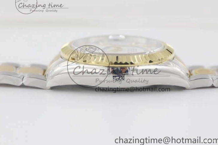 YG Asian SS Dial Edition Sky-Dweller Best 23J to 904L 1:1 Noob White on Bracelet 9001 SS YG 0301